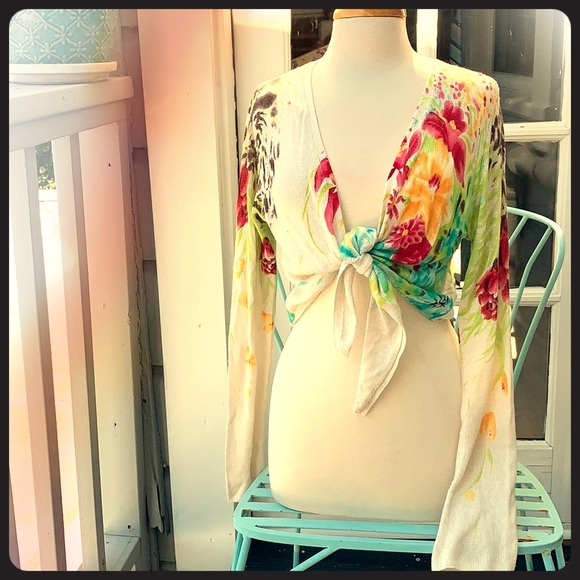 Sisters Sweaters - Sisters floral wrap cardigan